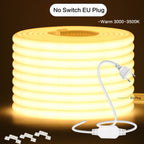 220V COB LED Strip Light With Switch/Dimmer Plug Super Bright 288LEDs/M IP65 3000K 4000K 6000K High Quality Indoor Outdoor Decor