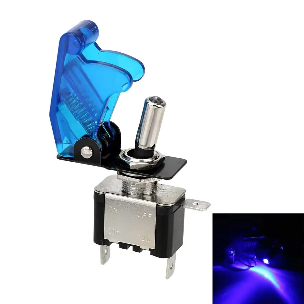 1PCS 12V 20A Toggle Switch LED Switch Car Auto Cover LED Light With Protective Cover SPST Toggle Rocker Switch Control On/Off