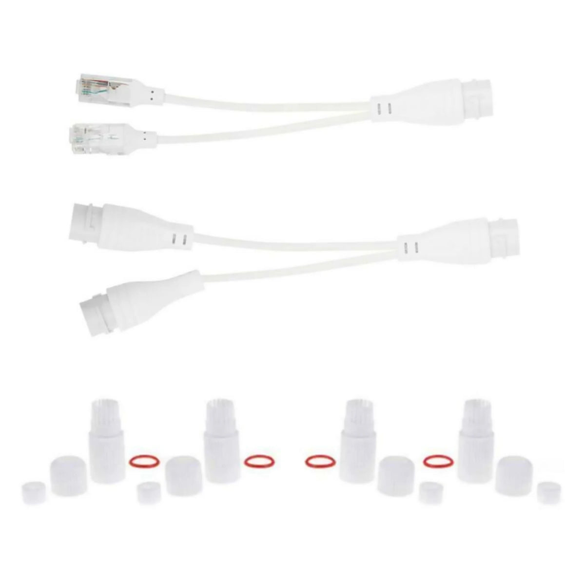1 to 2 RJ45 Ethernet Splitter Adapter 2 Pack Waterproof Network Connector for Cat5 Cat6 Cable LAN Dual Port Share Internet
