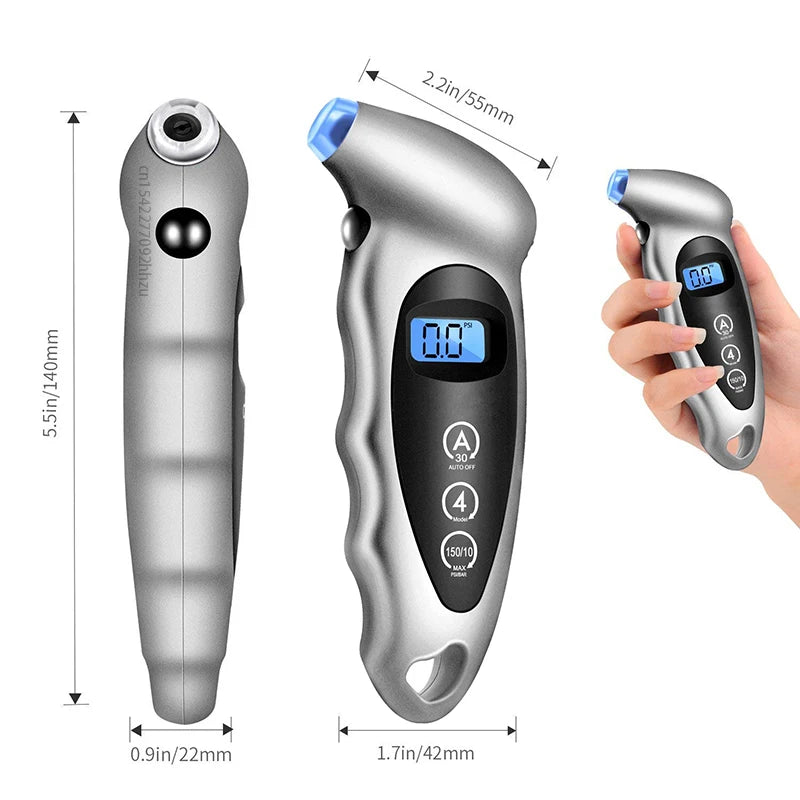 Portable Digital Tire Pressure Gauge 0-150PSI Backlight High-precision Car Barometer Tester Gauge Air Pressure Meter LCD Display