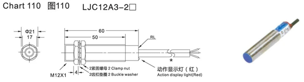 LJC12A3 12MM Capacitive Type Waterproof Proximity Sensor Switch DC6-36V with 5mm Detection Distance NPN/PNP Output Sensor