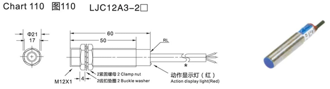 LJC12A3 12MM Capacitive Type Waterproof Proximity Sensor Switch DC6-36V with 5mm Detection Distance NPN/PNP Output Sensor