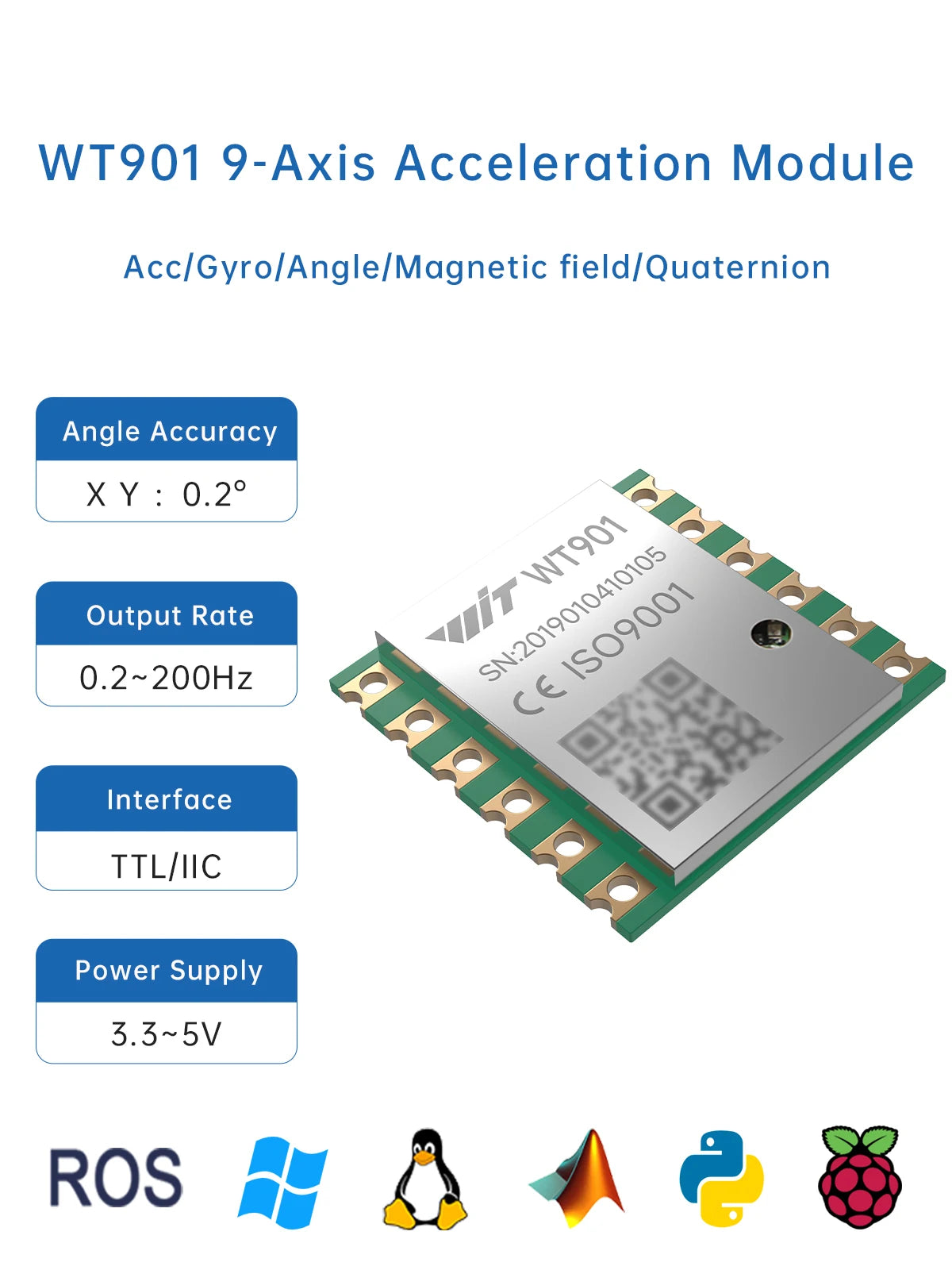 WitMotion WT901 AHRS MPU9250 9-axis Accelerometer, 3-axis Eletronic Gyroscope+Acceleration+Angle+Magnetometer, TTL Data Outout