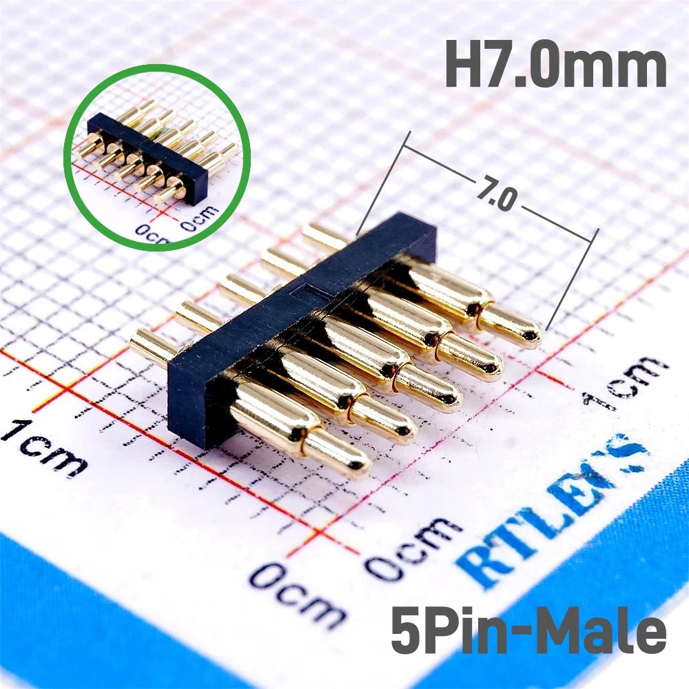 Spring-Loaded Pogo Pin Connector 2.0 mm Pitch 2 3 4 5 6 Pins Through Holes PCB SMD Height 3 4 4.5 7 mm Modular Contact Strip