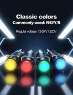 FILN 16mm 5-Unit LED Push Button Switch Momentary Latching Plastic Button 5pins Red Green Blue 12V 24V 220V Industrial Equipment