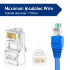 ZoeRax 50PCS RJ45 Cat6 CAT5E UnShielded Pass Through Connector and Strain Relief Boots Kit Gold-Plated 8P8C RJ45 Modular Plug