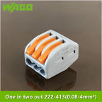 5/10pcs 222-412 222-413 222-415 WAGO Quick Wiring Terminal 2/3/5 Holes 0.08-4mm² Electrical Equipment Lever Wire Connector