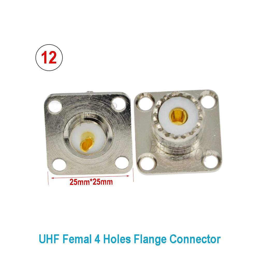 1PCS L16 N/Q9 BNC/TNC/UHF Flange Connector Male Plug/Female Jack 4-Holes Flange Panel Chassis Mount Coaxial Solder Nickel Plated