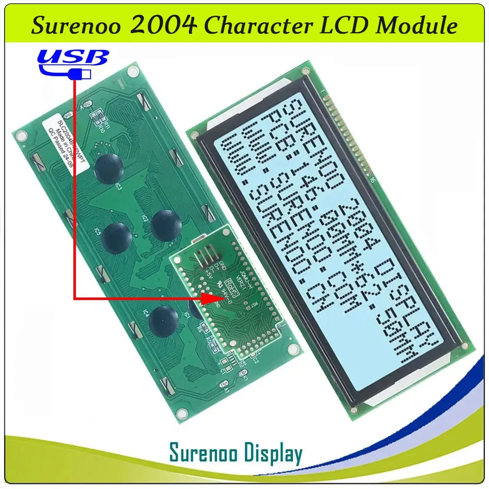 Surenoo 204 20X4 2004 Parallel Serial IIC I2C LCD2USB USB2LCD RS232 UART TTL Large Character LCD Module Display Screen Panel LCM