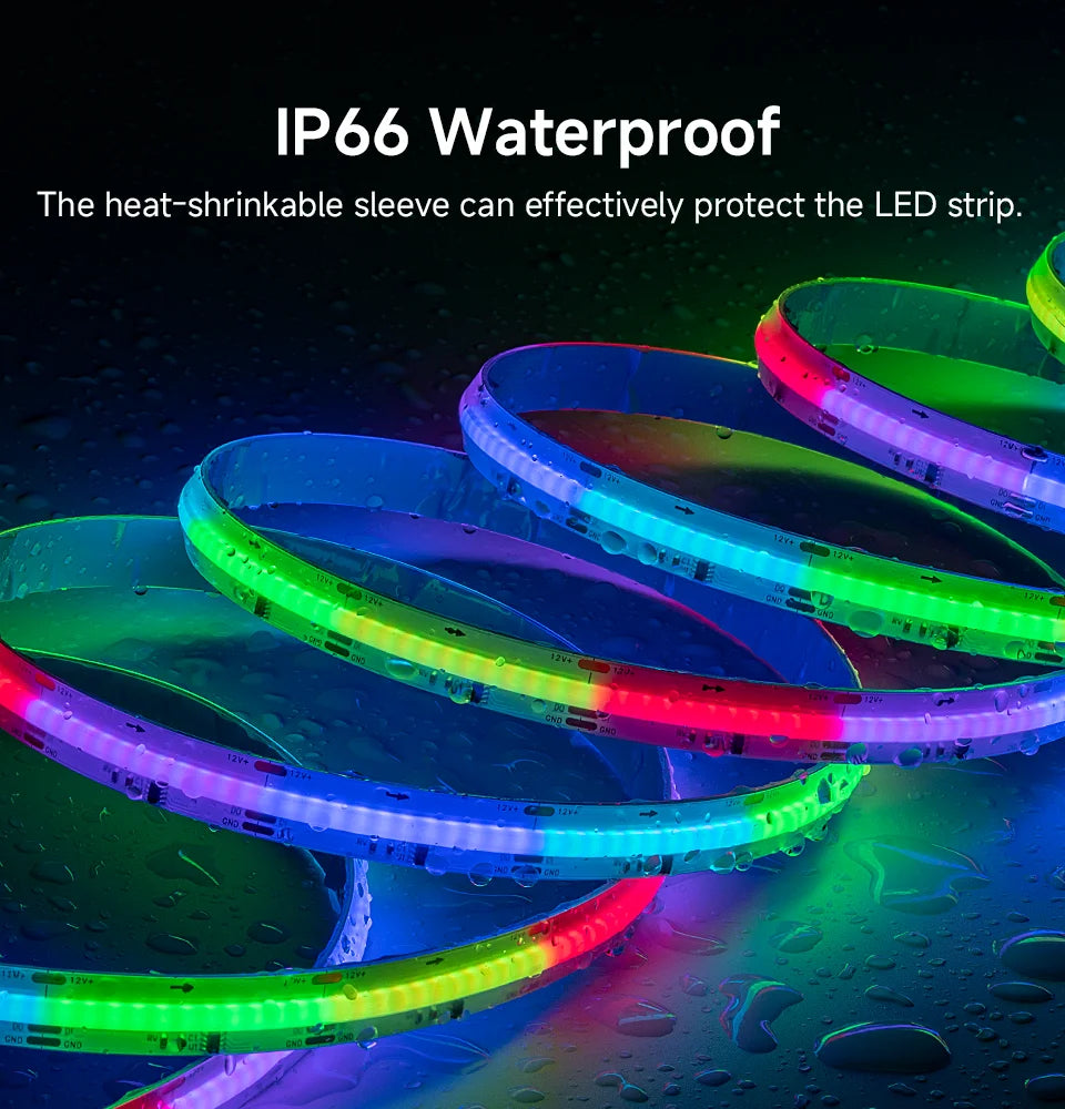 FCOB SPI RGB IC IP66 IP30 LED Strip Light WS2811 Addressable 864 LEDs Full Color DC12V WS2812B Flexible FOB 24V COB Lights