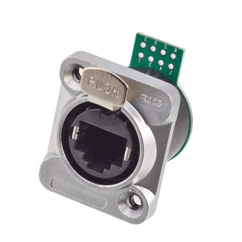 CAT6A CAT5E Industrial Micro RJ45 8P8C Shielded D Code Panel Mount Ethernet Socket Right Angle Jack IP67 Waterproof Network Plug