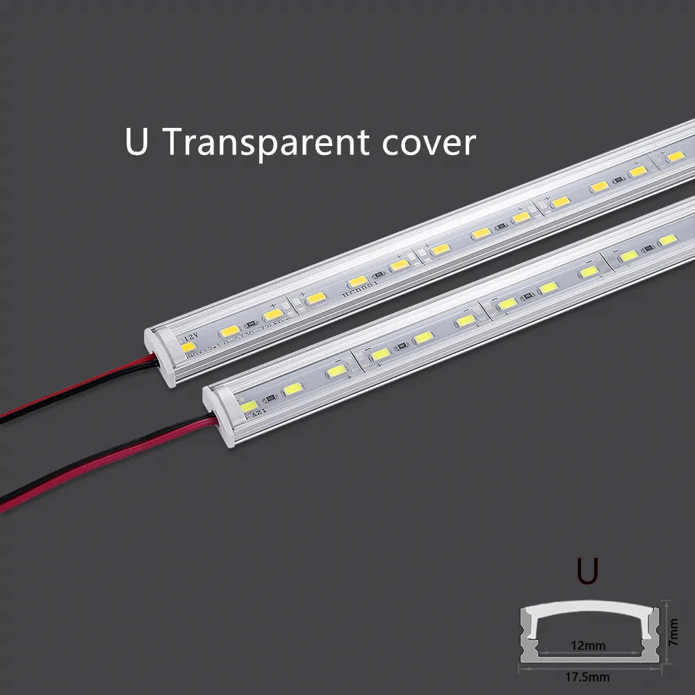 LED Aluminum Rigid Light Bar DC12V 50CM 20 Inch U/V-Shape 5730 36LEDs LED Aluminum Channel Home Decoration Lighting