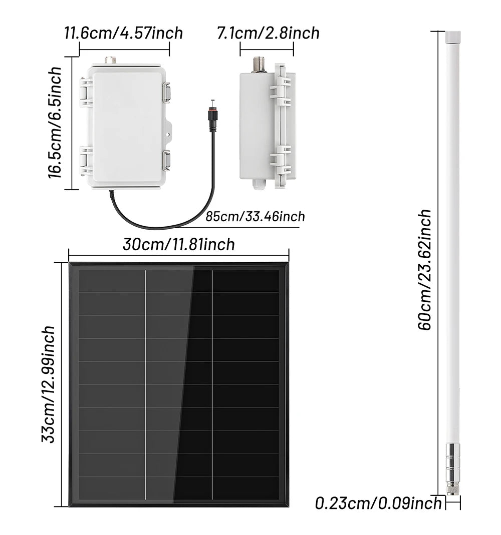 HP1 High Power LoRa Module Wismesh 1w Booster Starter Kits with 20w Solar Power System 6dBi Fiberglass Antenna Mount