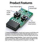 Mini Computer Power Reset Switch Board 9-Pin Connector Front Panel Header for PC Desktop Motherboards with LED Status Indicators