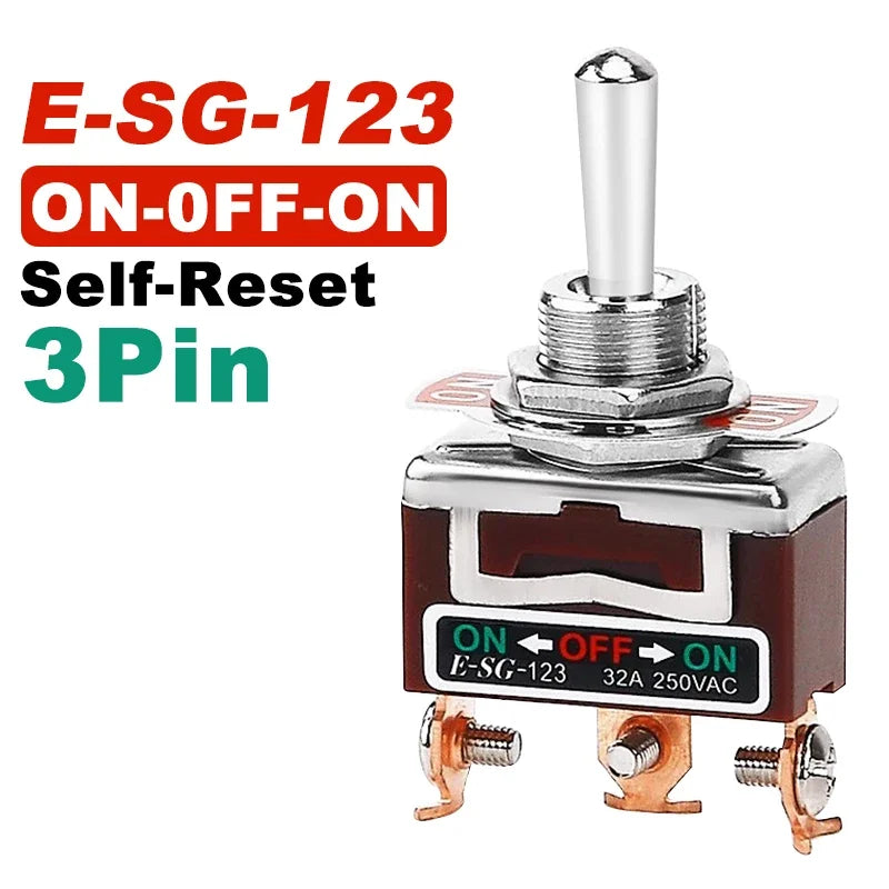 2/3/4/6/8/9/12Pin E-SG Toggle Switch 32A 250VAC Rocker Switch Self-Locking E-SG Power Switch with Brass Screw Foot Pin