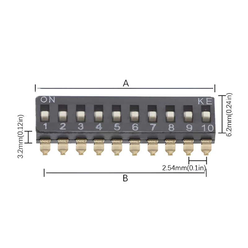 15PCS Black Toggle SMD DIP Switch Module Spacing 2.54MM 24V Patch Type 1 2 3 4 5 6 7 8 10 PIN Quick Dial The Code Switch
