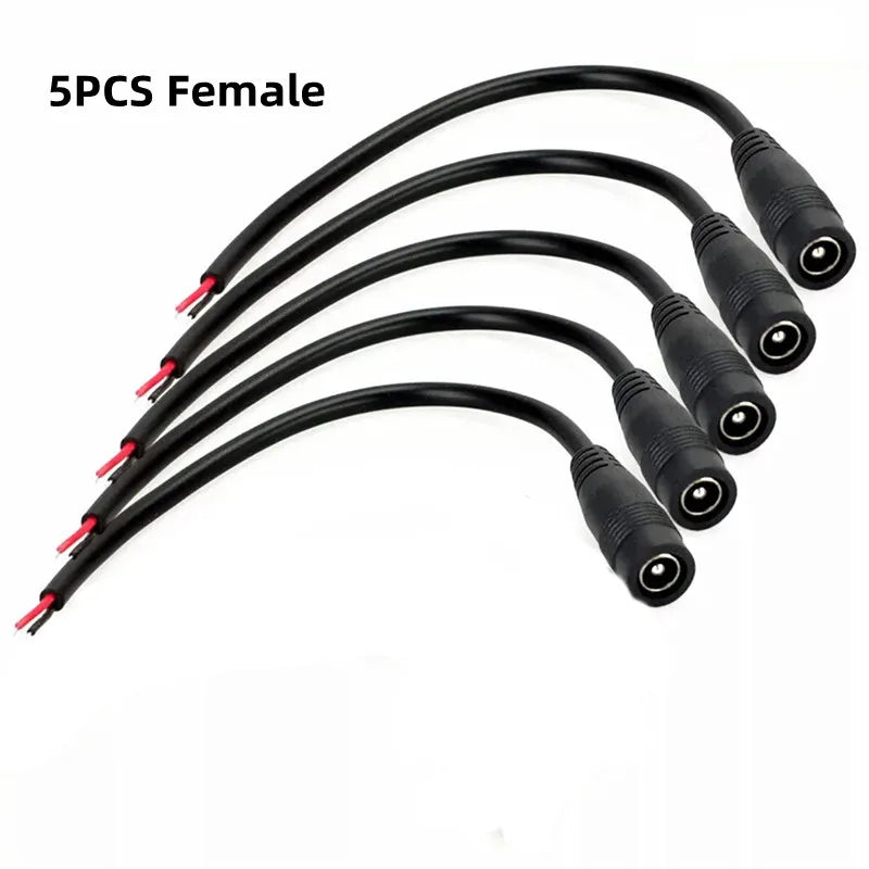 5.5mm X 2.1mm DC Jack Connectors Power Extension Cable 22AWG Female Male DC Plug Adapter For CCTV Camera 5050 3528 LED Strip