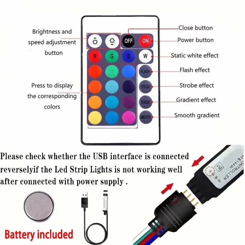 LED 5050 Light Strip 5M 10M 20M 30M RGB TV Background Light Bluetooth Control USB Game Room Family Party Decorative Light Strip