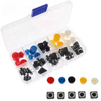 25Pcs 12*12*7.3MM Micro Switch Button Switch Momentary Tactile Push Button Switchs Circular 5 Colors Cap Kit DIY For Arduino
