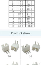 100pcs /LOT JST PH2.0 Straight/Curved Needle Connector 2Pin~16Pin Male Pin Header Right Angle 90°/180° 2.0mm Pitch