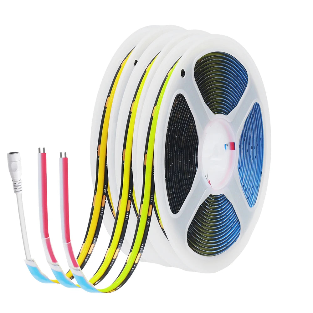 12V 24V COB LED Strip Light 3000K 4000K 6000K Black PCB 320LED/m High Density Lighting for Kitchen Cabinets Flex Tape RA90 IP30