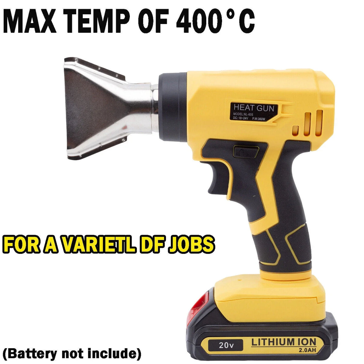 360W Portable Cordless Heat Gun Hot Air Gun With 4 Nozzle For Dewalt 20V Max Li-ion Battery Heating Equipment Power Tools