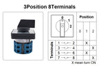 Electric 2/3/4 Position 8 Terminals Rotary Cam Changeover Switch 500V 20A LW28-20