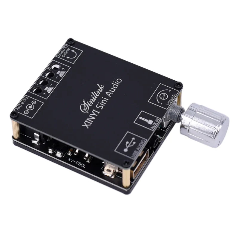 XINYI Sini Audio C50L/C100L Stereo Bluetooth Digital Power Amplifier Board 50W Dual Channel 360 Degree Stepless Tuning AMPModule
