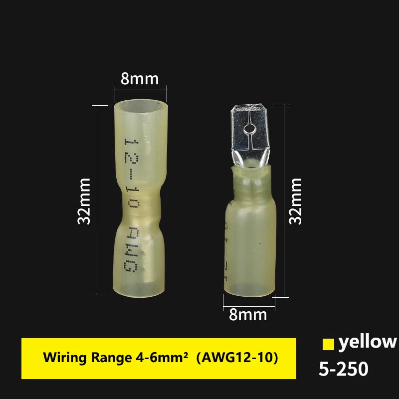50Pcs Heat Shrink Insulated Spade Terminals Male Female Splice Cable Kit Fast Disconnect Butt Wire Connectors Waterproof
