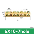 1 PCS Multi Specification Brass Ground Strip 5/6/7/8/9/10/12/15/20 Hole Brass Rod Grounding Terminal Ground Bar Terminal Strip