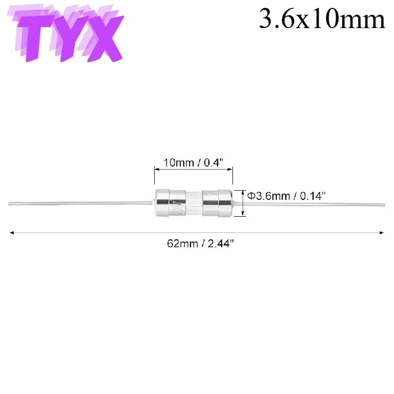 20PCS 3.6X10mm 5X20mm Take the lead Glass Fuse tube 250V 0.1A 0.5A 1A 1.5A 2A 3A 3.15A 4A 5A 6.3A 8A 10A 15A 20A