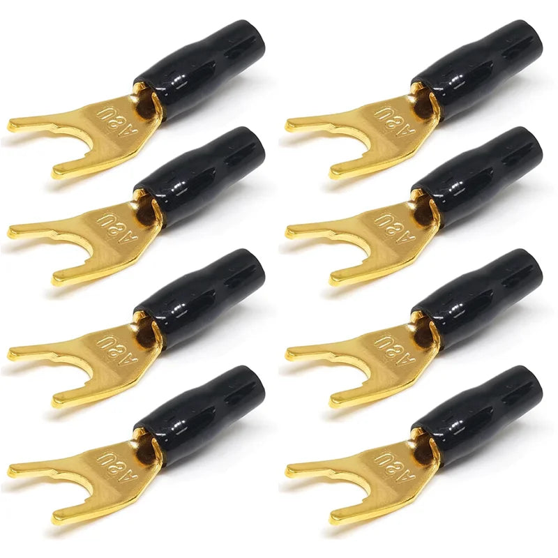 8PCS Gold Plated Y/U Shape Spade Fork Banana Plug Jack Plug Banana Plug Solderless Speaker Cable Power Terminal Connector