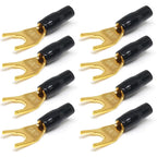 8PCS Gold Plated Y/U Shape Spade Fork Banana Plug Jack Plug Banana Plug Solderless Speaker Cable Power Terminal Connector