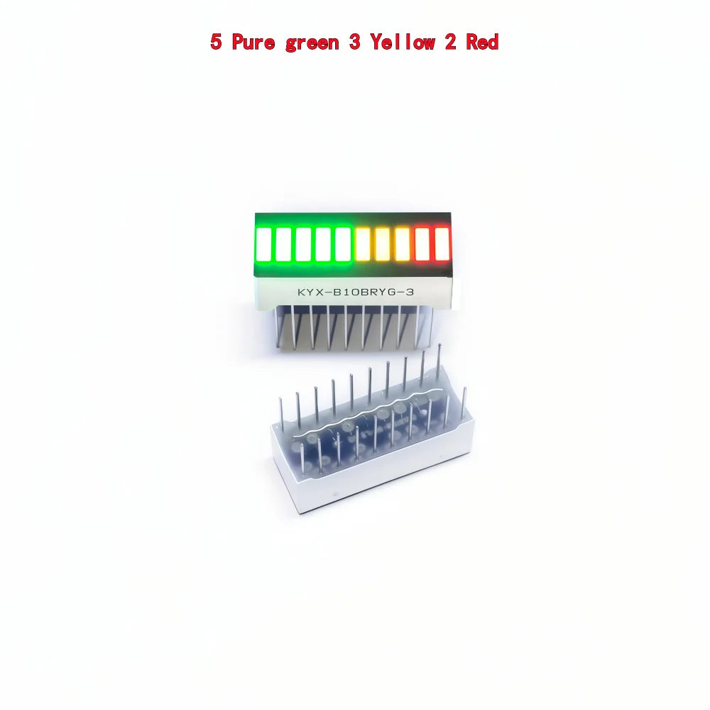 10pcs Multi-Color LED Display Bargraph Light 10 Segments Red Blue Yellow White Green Single Color Battery Level Bar Graph DIY
