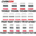 14 Values Fast Switching Schottky Diode Assorted Kit 1N4001 1N4004 1N4007 1N5408 UF4007 FR207 1N5817 1N5819 1N5822 1N4148 RL207