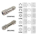 M8 Sensor Connector Waterproof Male&Female Plug Straight Angle Screw Threaded Coupling 3pin 4pin 5pin 6pin 8pin