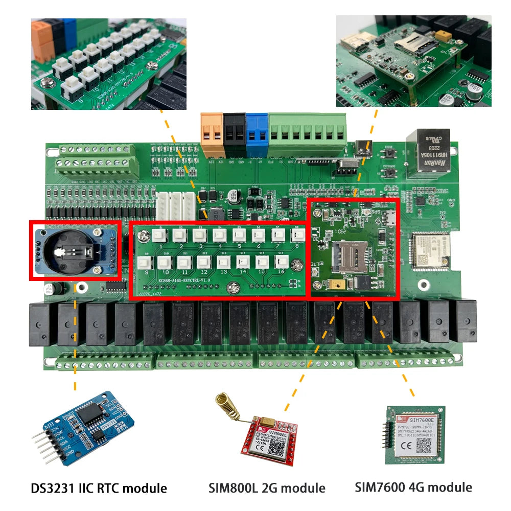 KC868-A16S 16CH ESP32 Relay Board Ethernet Wifi Switch   Home Assistant Tasmota 2/4G RTC DS3231 Module