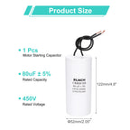 1/2Pcs CBB60 Running Capacitor 3-100uF 450V 2 Wire Electric Air Compressor Motor Run Starting Capacitor for Washing Machine