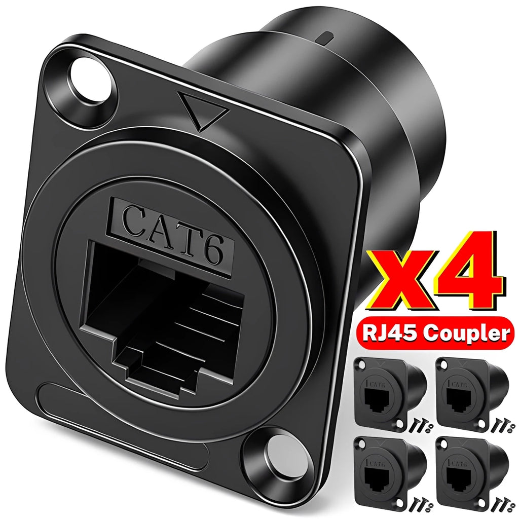 1/2/4PCS RJ45 Panel Mount Adapter Female-to-Female Ethernet Pass-Through Connector RJ45 Shielded D-Type Ethernet Bulkhead