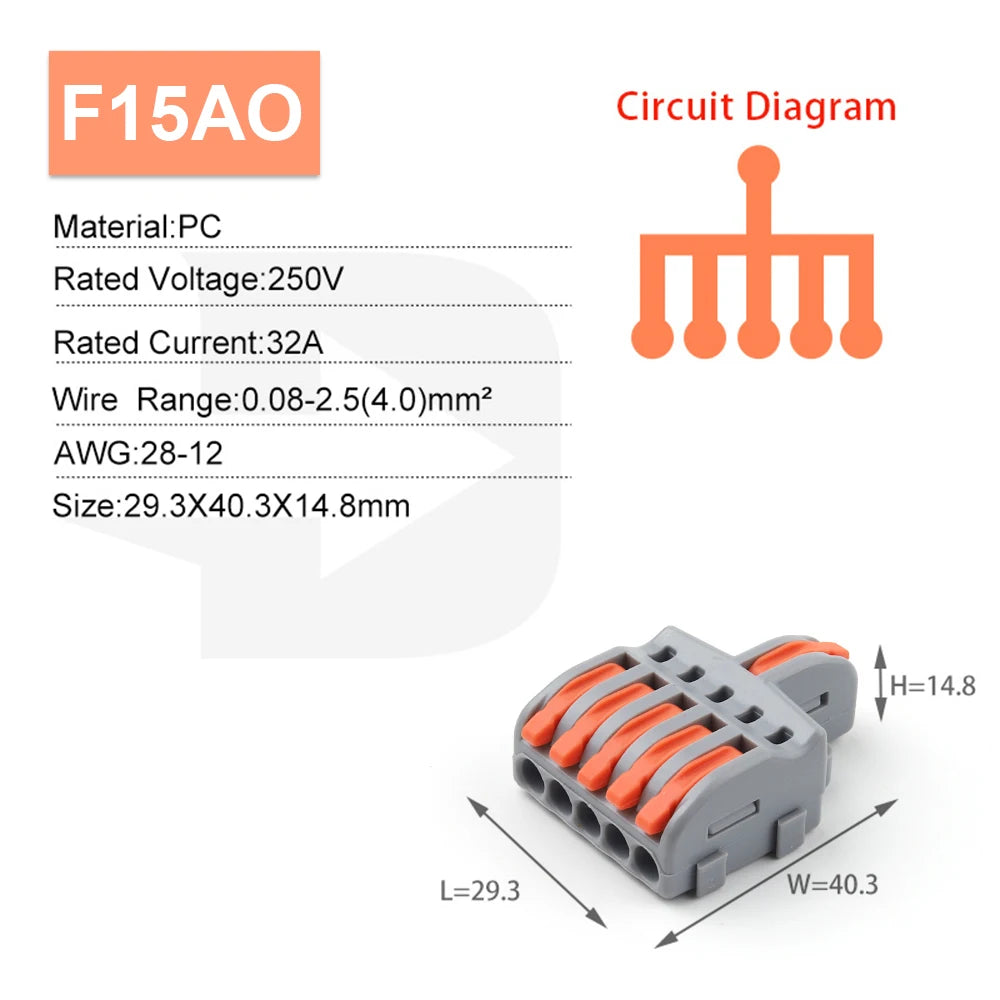 10/100PCS Electrical Cable Connector 1 in Multiple out Quick Wire Terminal Block 2/3/4/5Pin Push in Lever Connectors 0.08-4.0mm2