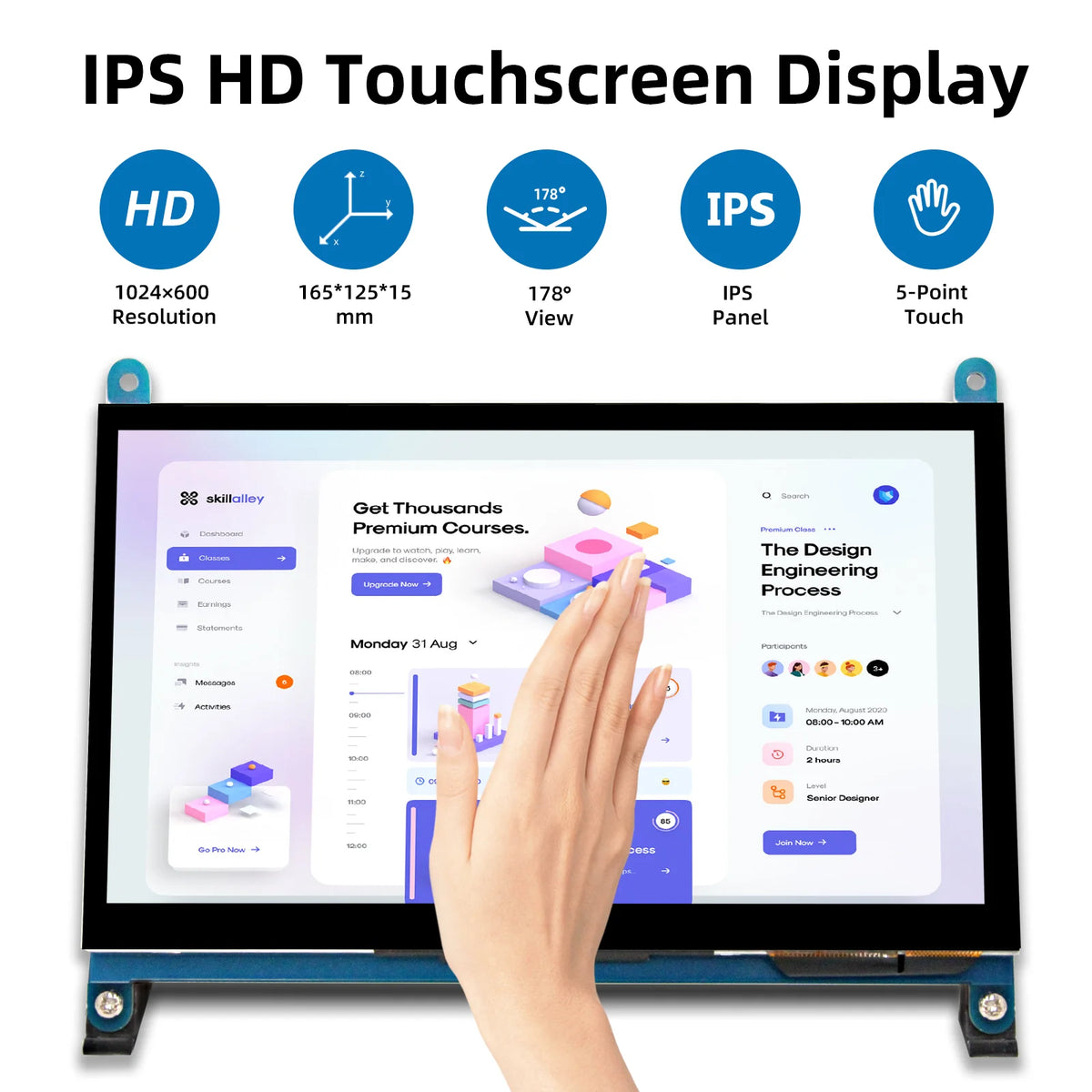 Raspberry Pi 7 Inch Screen, IPS TFT LCD HDMI Display Touch Screen Monitor 1024*600