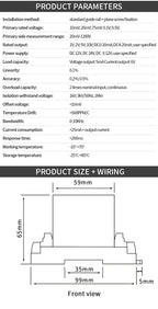 Voltage Transducer 0-100V 0-200V 0-300V Voltage Transmitter 4-20mA 0-10V 0-5V RS485 Voltage Sensor AC Voltage Signal Transmitter