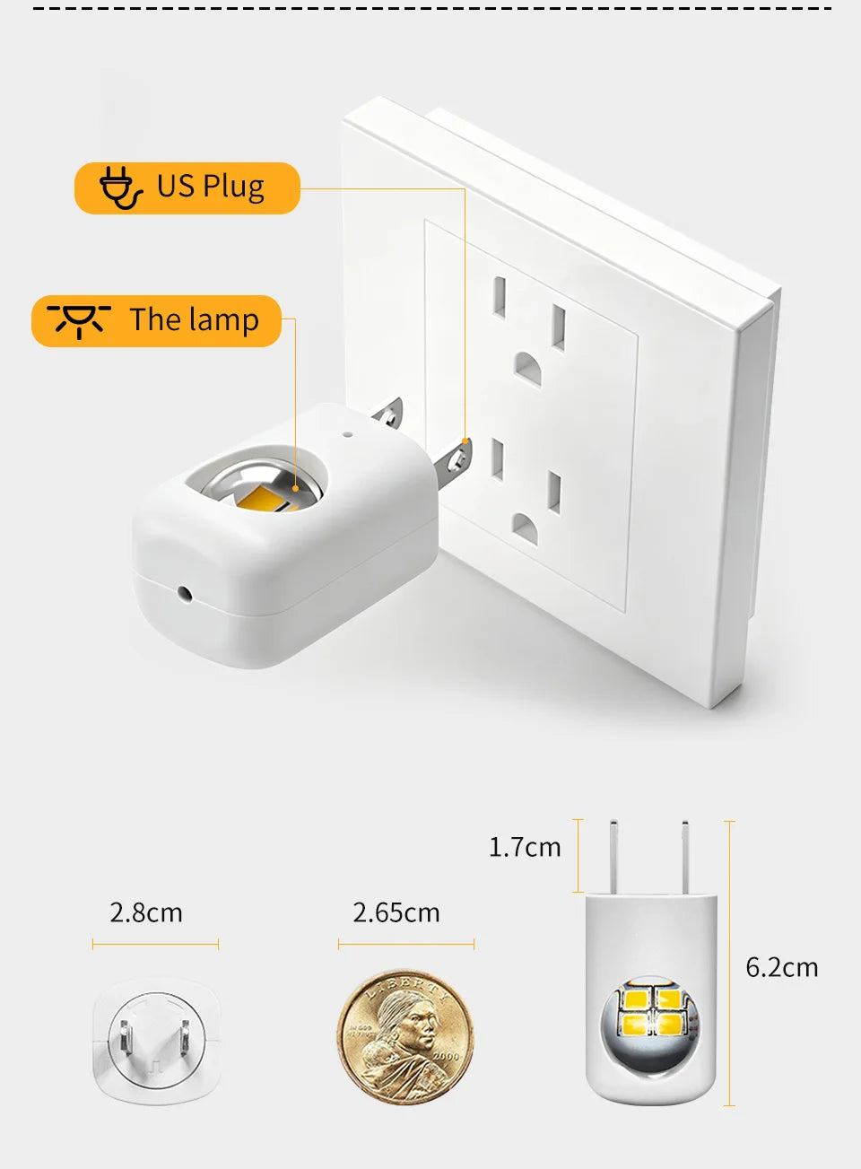 1/2/3/4pcs EU/US Plug LED Night Light Plug in Dusk To Dawn Sensor Auto on Off Rotatable Soft Light for Kids Room Kitchen Hallway