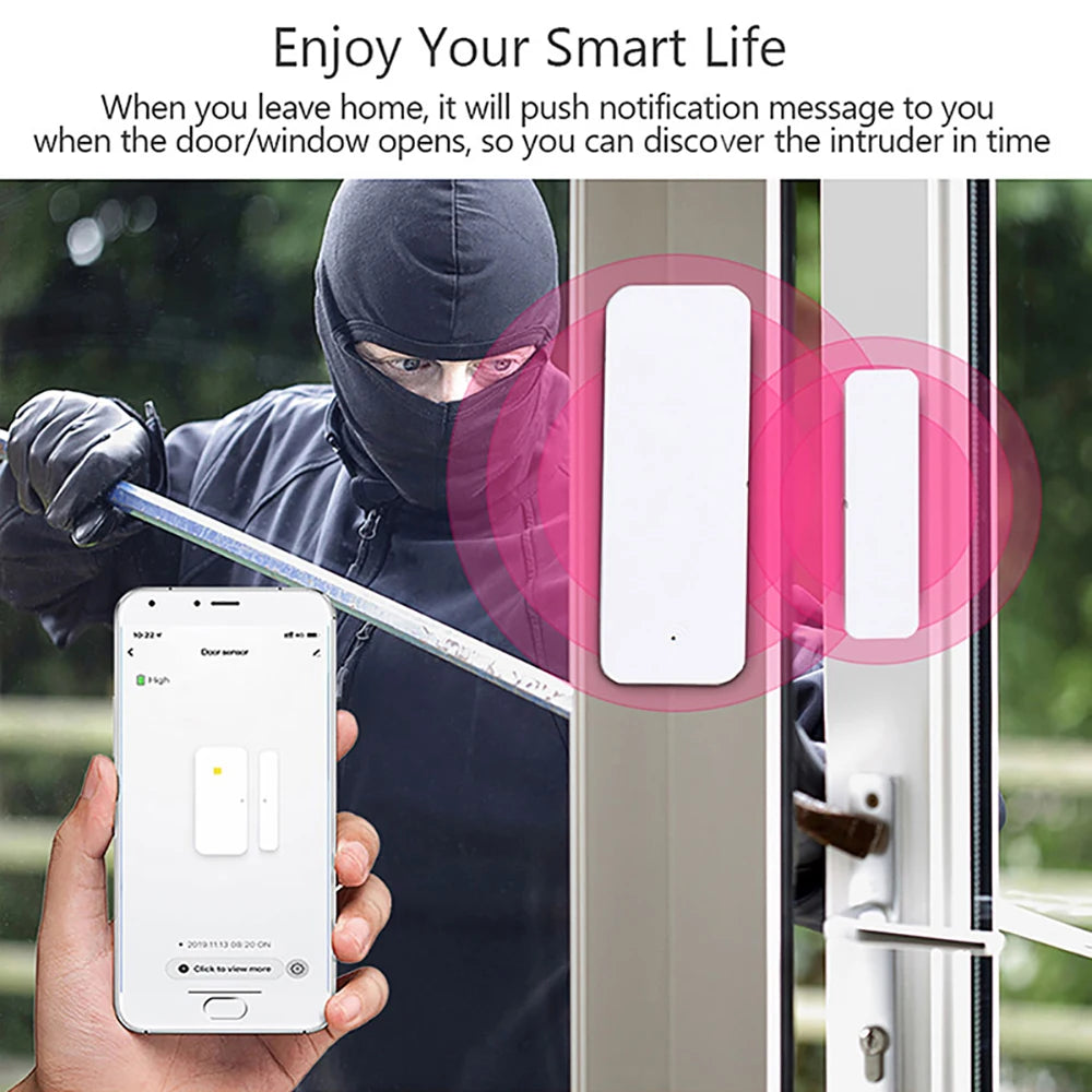 Tuya Wifi Door Sensor Window Entry Sensor Security Burglar Magnetic Sensor Alarm Smart Life Work With Alexa Google Home