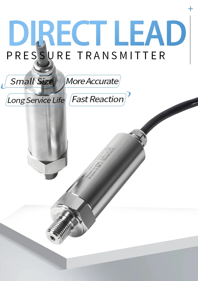 NPT1/4 Pressure Sensor 4-20mA 0-10V 0-600bar Direct Lead Pressure Treansducer IP67 Direct Lead Pressure Transmitter 100bar 50bar