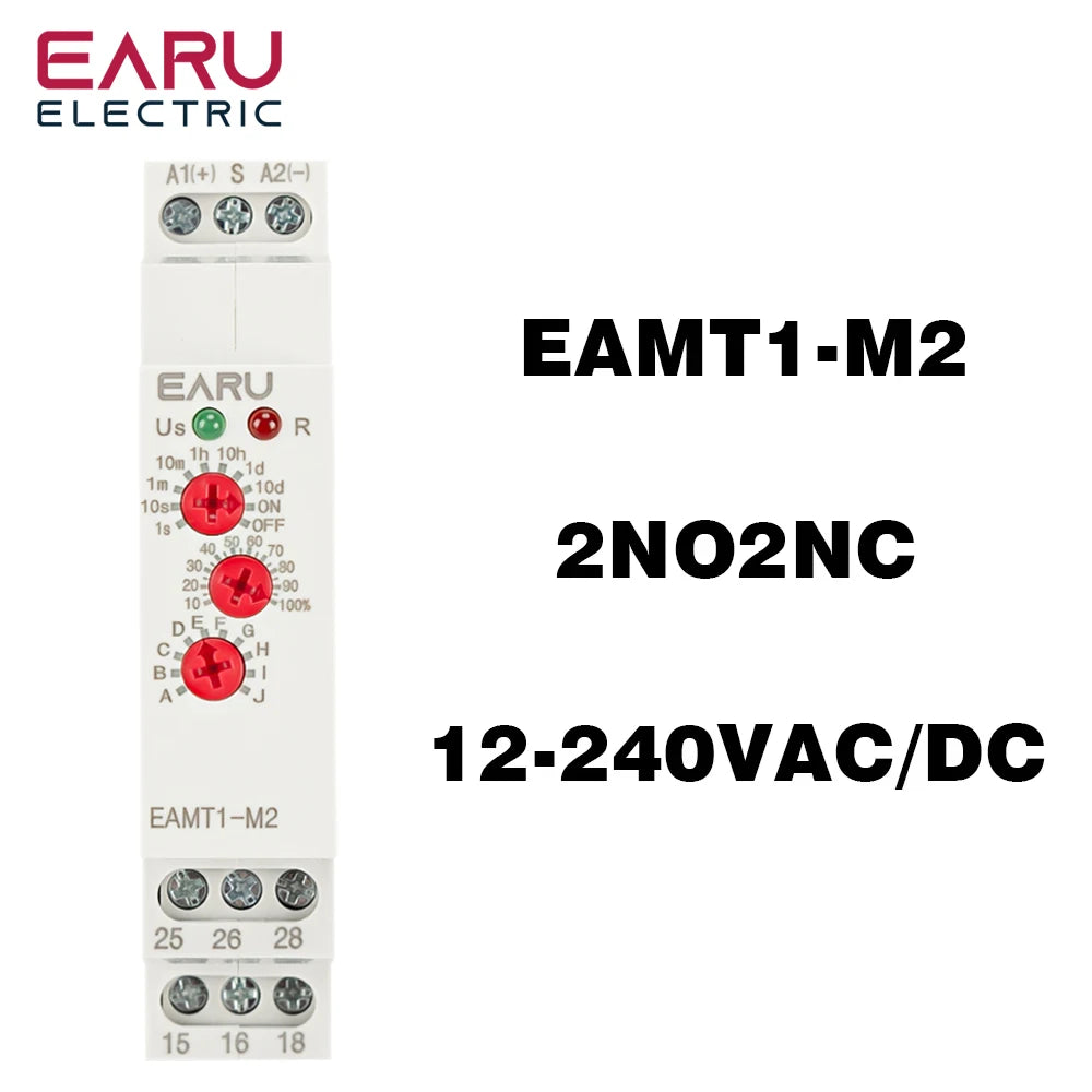EARU 1Pcs 16A Multifunction Type 0.1 Second -10 Days Timer Relay With 10 Function Choices AC DC 12V-240V Time Relay Din Rail