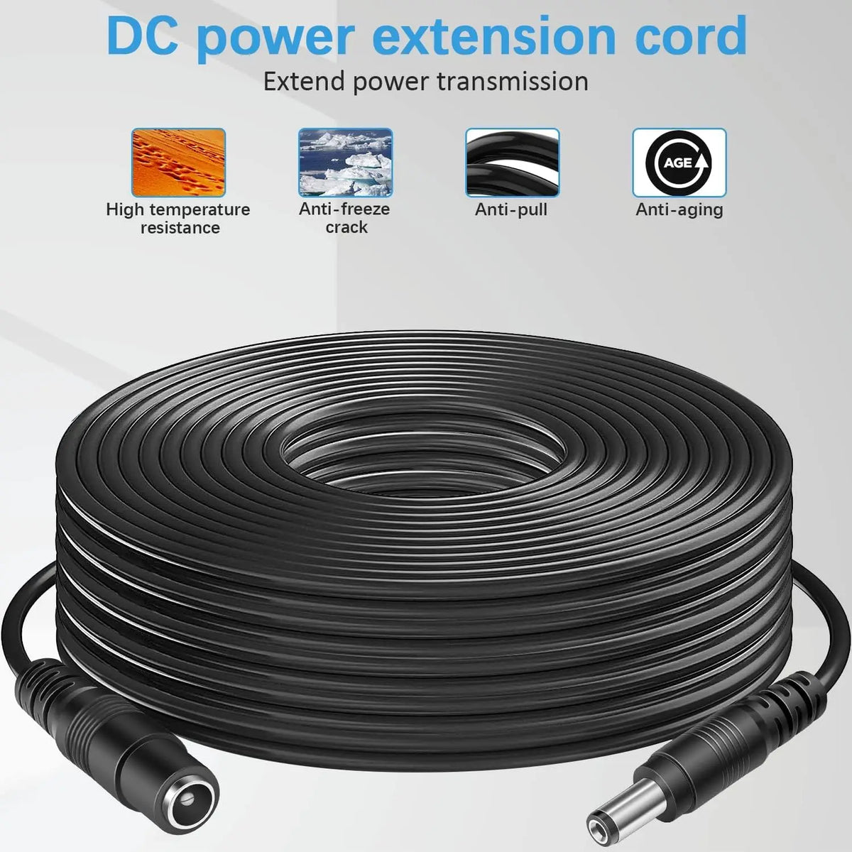 CCTV 20Meters 66FT 2.1x5.5mm Dc 12v Power Extension Cable for Audio Security Cameras Ip Camera Dvr Standalone Led Strip Light