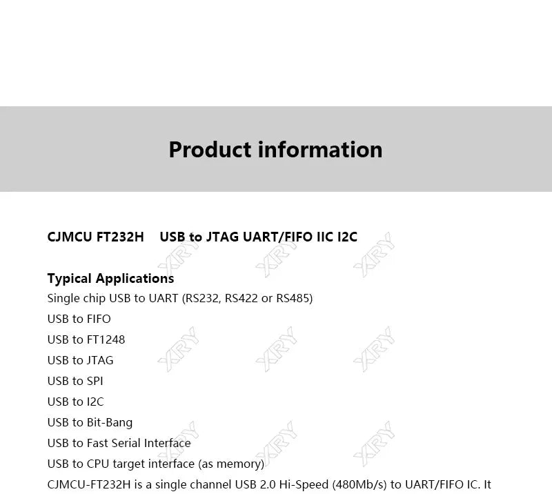 XRY MCU FT232H High-Speed Multi-Function USB to JTAG UART/FIFO SPI/I2C Module