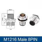 M12 Panel Back Mount Flange Socket Sensor Connector Waterproof Screw Threaded Coupling Male Female 3 4 5 8Pin M1216