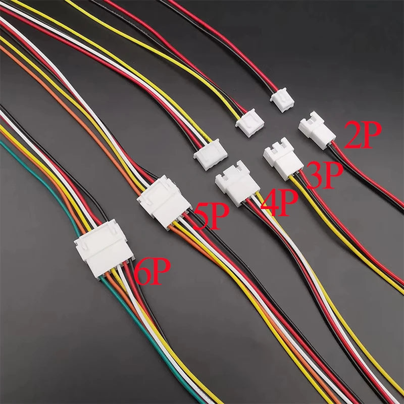 10PCS  Micro JST XH 2.54 2P 3P 4P 5P 6PIN Male Female Plug Connector 2.54mm Pitch With Wire Cable Battery Charging Cable